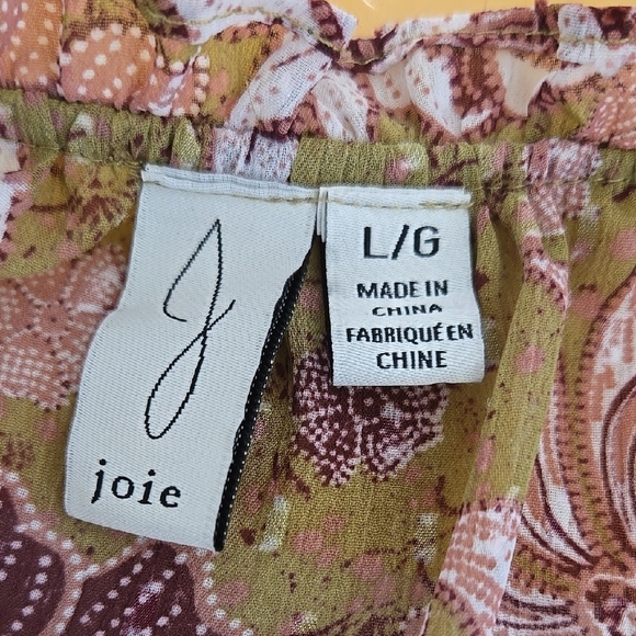 Joie Floral Keyhole Tie Neck Top Size L - Picture 11 of 13